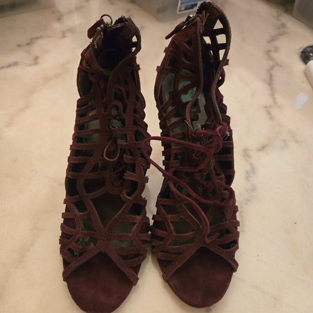 Dolce Vita Black Strappy Heels Sandals with Back Zipper
